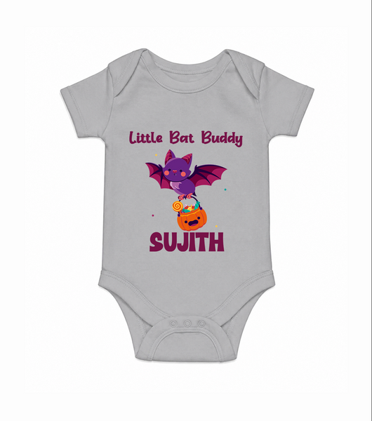 Little Bat Buddy Print Baby Romper   - GREY - New Born (Chest 14")