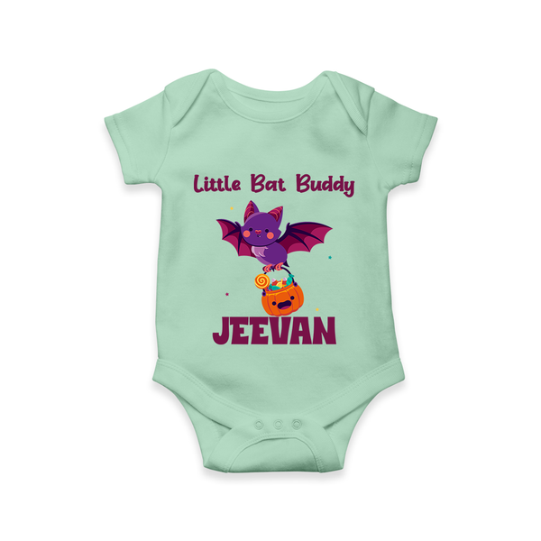 Little Bat Buddy Romper | Custom Baby Romper for Spooky Fun - MINT GREEN - New Born (Chest 14")