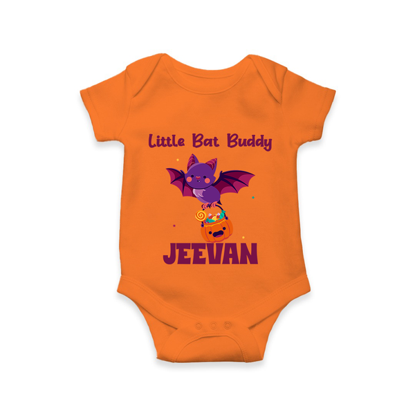 Little Bat Buddy Romper | Custom Baby Romper for Spooky Fun - ORANGE - New Born (Chest 14")