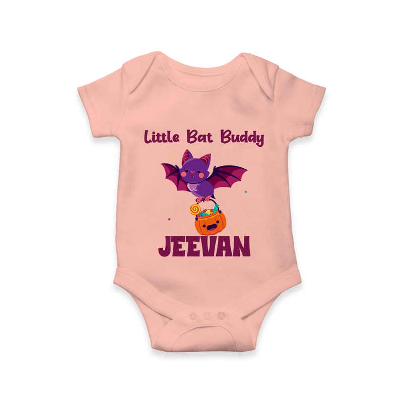 Little Bat Buddy Romper | Custom Baby Romper for Spooky Fun - PEACH - New Born (Chest 14")