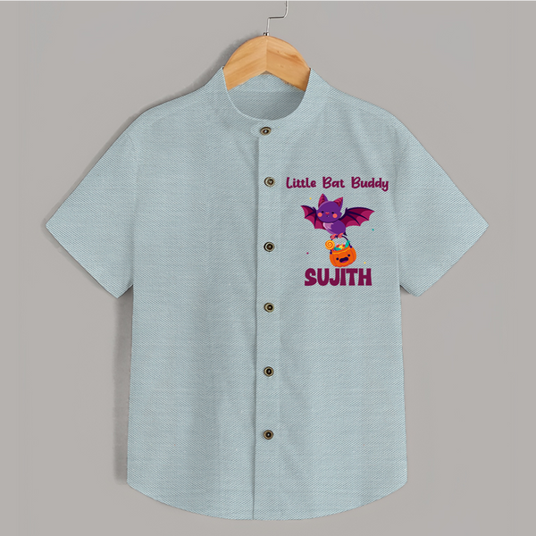 Little Bat Buddy Print Baby Kids Shirt  - ARCTIC BLUE - 0 - 6 Months Old (Chest 23")