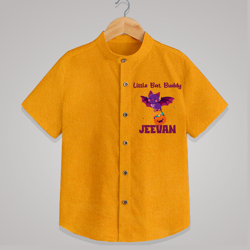Little Bat Buddy Shirt | Custom Baby Shirt for Spooky Fun - CHROME YELLOW - 0 - 6 Months Old (Chest 23")