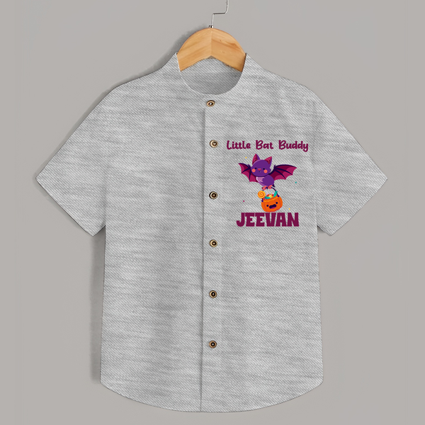 Little Bat Buddy Shirt | Custom Baby Shirt for Spooky Fun - GREY - 0 - 6 Months Old (Chest 23")
