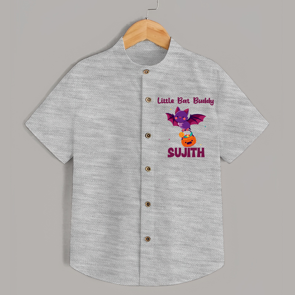 Little Bat Buddy Print Baby Kids Shirt  - GREY - 0 - 6 Months Old (Chest 23")