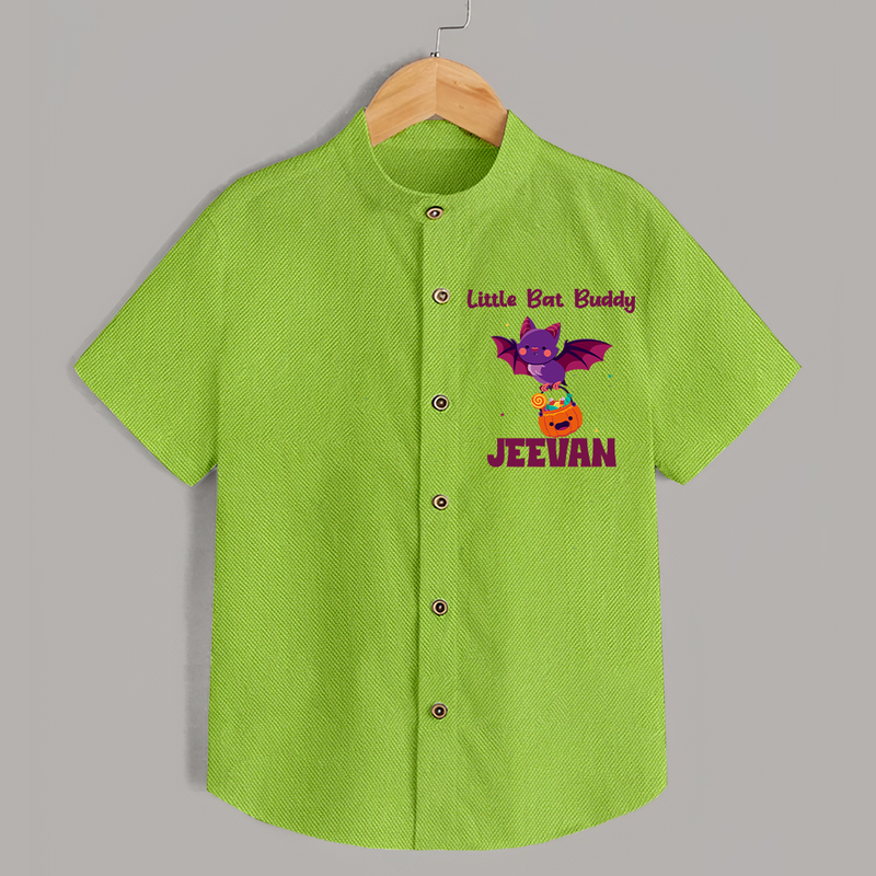 Little Bat Buddy Shirt | Custom Baby Shirt for Spooky Fun - LIME GREEN - 0 - 6 Months Old (Chest 23")
