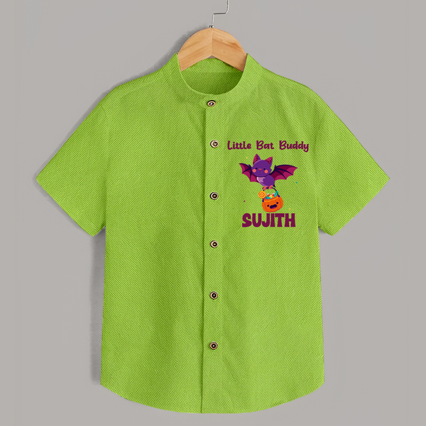 Little Bat Buddy Print Baby Kids Shirt  - LIME GREEN - 0 - 6 Months Old (Chest 23")