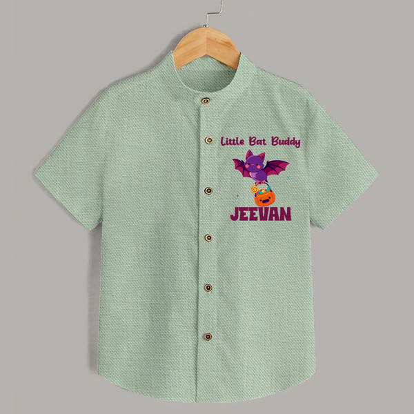 Little Bat Buddy Shirt | Custom Baby Shirt for Spooky Fun - MINT GREEN - 0 - 6 Months Old (Chest 23")