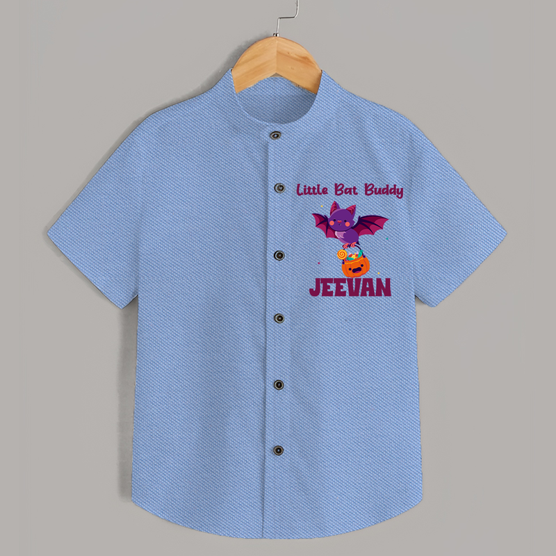 Little Bat Buddy Shirt | Custom Baby Shirt for Spooky Fun - SKY BLUE - 0 - 6 Months Old (Chest 23")