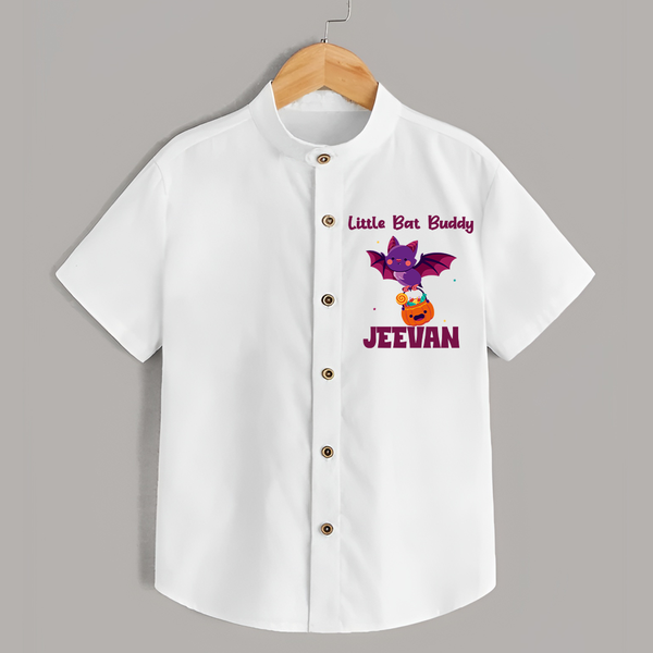 Little Bat Buddy Shirt | Custom Baby Shirt for Spooky Fun - WHITE - 0 - 6 Months Old (Chest 23")