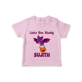 Little Bat Buddy Print Baby Tshirt  - BABY PINK - 0-5 Months Old (Chest 17")
