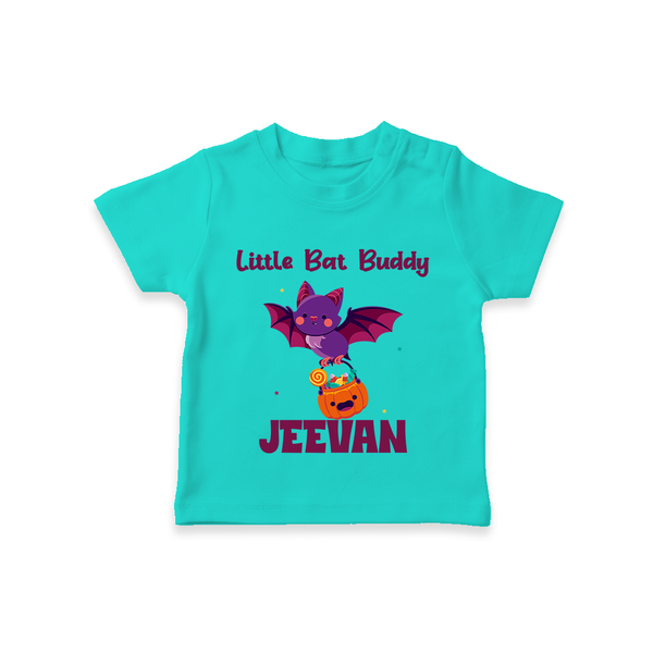 Little Bat Buddy Tshirt | Custom Baby Tshirt for Spooky Fun - TEAL - 0-5 Months Old (Chest 17")