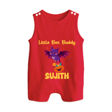 Little Bat Buddy Print Baby Button Romper  - RED - New Born (Chest 18")