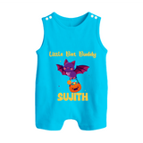Little Bat Buddy Print Baby Button Romper  - SKY BLUE - New Born (Chest 18")
