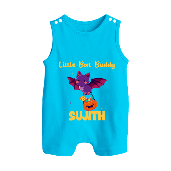 Little Bat Buddy Print Baby Button Romper  - SKY BLUE - New Born (Chest 18")
