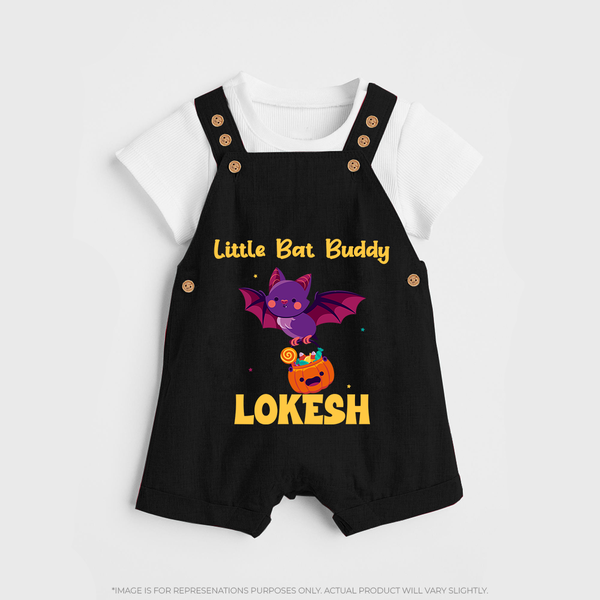 Little Bat Buddy Dungaree Set | Custom Baby Dungaree Set for Spooky Fun - BLACK - 0 - 5 Months Old (Chest 18")