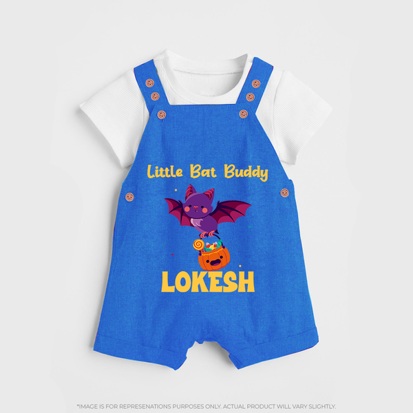 Little Bat Buddy Dungaree Set | Custom Baby Dungaree Set for Spooky Fun - COBALT BLUE - 0 - 5 Months Old (Chest 18")