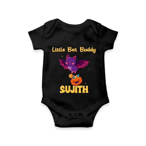 Little Bat Buddy Print Baby Romper   - BLACK - New Born (Chest 14")