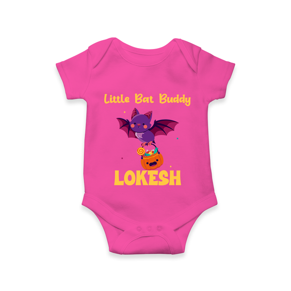 Little Bat Buddy Romper | Custom Baby Romper for Spooky Fun - HOT PINK - New Born (Chest 14")