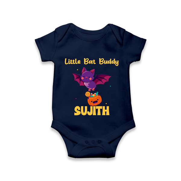 Little Bat Buddy Print Baby Romper   - NAVY BLUE - New Born (Chest 14")