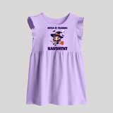 Witch In Training Print Baby Baby Frock  - LILAC - 0 - 3 Months Old (Chest 17")