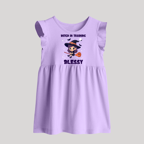 Witch in Training Baby Frock | Personalized Baby Frock for Halloween Festivities - LILAC - 0 - 3 Months Old (Chest 17")
