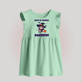 Witch In Training Print Baby Baby Frock  - MINT GREEN - 0 - 3 Months Old (Chest 17")
