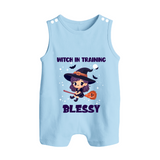 Witch in Training Romper Suit | Personalized Baby Romper Suit for Halloween Festivities - BABY BLUE - 0 - 5 Months Old (Chest 18")