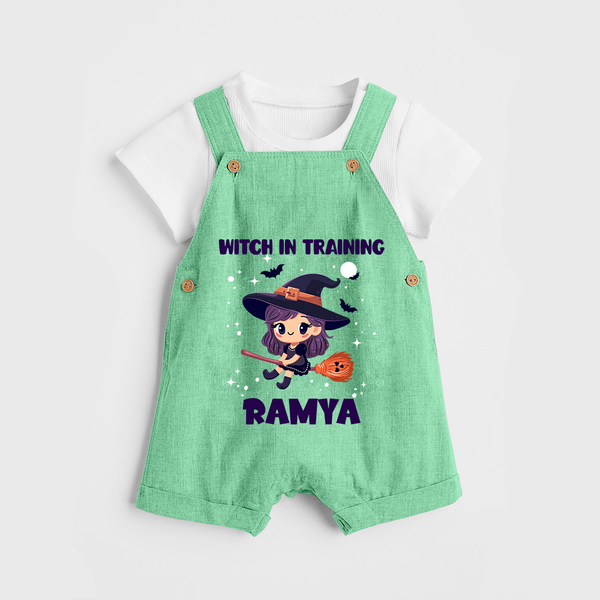 Witch In Training Print Baby Dungaree  - GREEN - 0 - 5 Months Old (Chest 18")