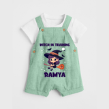 Witch In Training Print Baby Dungaree  - MINT GREEN - 0 - 5 Months Old (Chest 18")