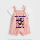 Witch In Training Print Baby Dungaree  - PEACH - 0 - 5 Months Old (Chest 18")