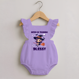 Witch in Training Romper Frock | Personalized Baby Romper Frock for Halloween Festivities - LILAC - 0 - 3 Months Old (Chest 19")