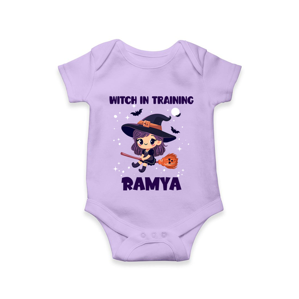 Witch In Training Print Baby Romper   - LILAC - New Born (Chest 14")