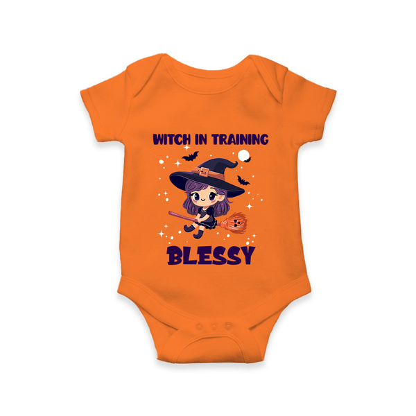 Witch in Training Romper | Personalized Baby Romper for Halloween Festivities - ORANGE - New Born (Chest 14")