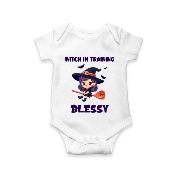 Witch in Training Romper | Personalized Baby Romper for Halloween Festivities - WHITE - New Born (Chest 14")