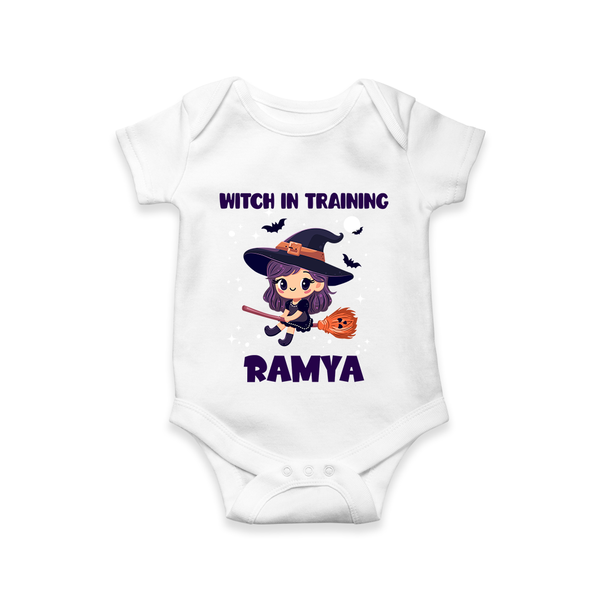 Witch In Training Print Baby Romper   - WHITE - New Born (Chest 14")