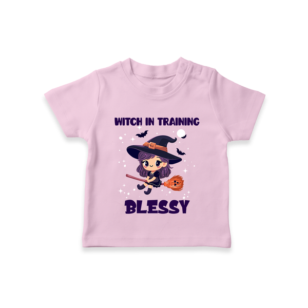 Witch in Training Tshirt | Personalized Baby Tshirt for Halloween Festivities - BABY PINK - 0-5 Months Old (Chest 17")