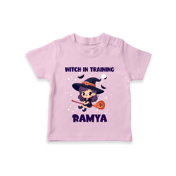Witch In Training Print Baby Tshirt  - BABY PINK - 0-5 Months Old (Chest 17")