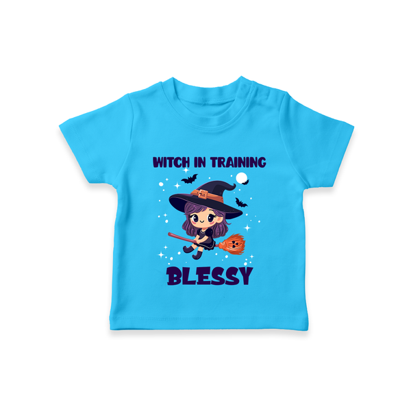 Witch in Training Tshirt | Personalized Baby Tshirt for Halloween Festivities - SKY BLUE - 0-5 Months Old (Chest 17")