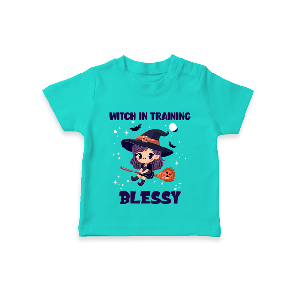 Witch in Training Tshirt | Personalized Baby Tshirt for Halloween Festivities - TEAL - 0-5 Months Old (Chest 17")