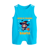 Witch In Training Print Baby Button Romper  - SKY BLUE - New Born (Chest 18")