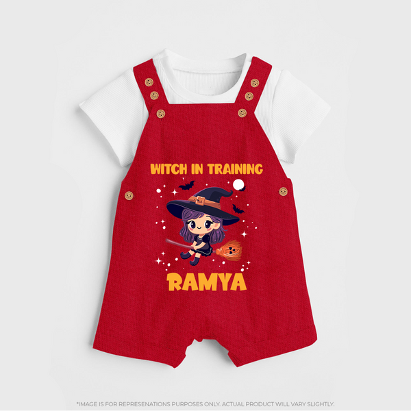Witch In Training Print Baby Dungaree  - RED - 0 - 5 Months Old (Chest 18")