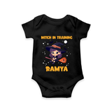 Witch In Training Print Baby Romper   - BLACK - New Born (Chest 14")