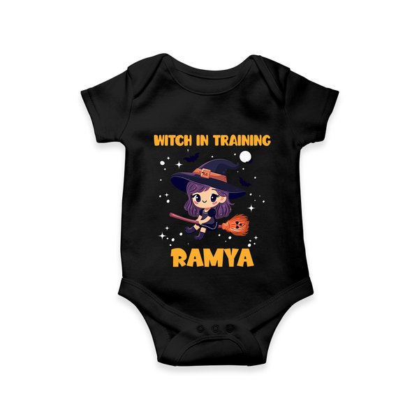 Witch In Training Print Baby Romper   - BLACK - New Born (Chest 14")
