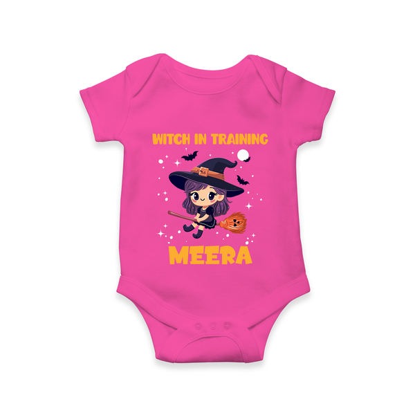 Witch in Training Romper | Personalized Baby Romper for Halloween Festivities - HOT PINK - New Born (Chest 14")