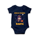 Witch In Training Print Baby Romper   - NAVY BLUE - New Born (Chest 14")