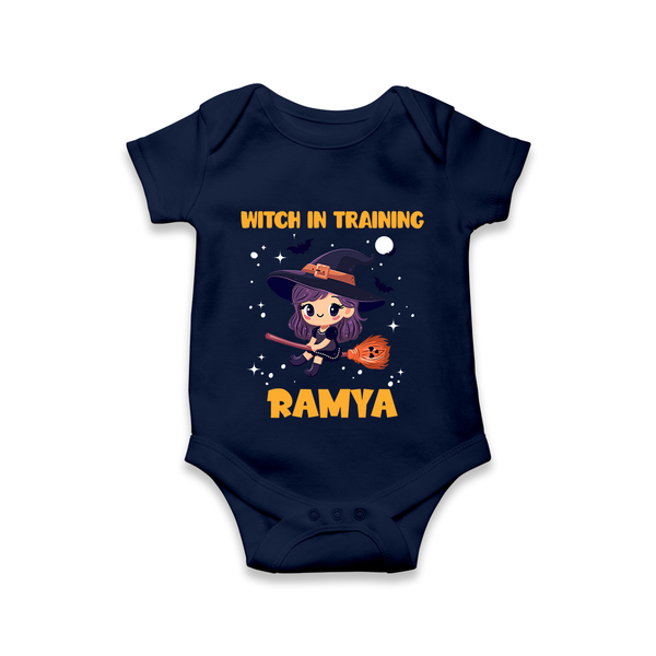 Witch In Training Print Baby Romper   - NAVY BLUE - New Born (Chest 14")