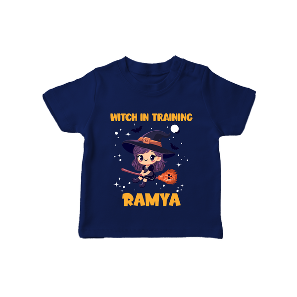 Witch In Training Print Baby Tshirt  - NAVY BLUE - 0-5 Months Old (Chest 17")