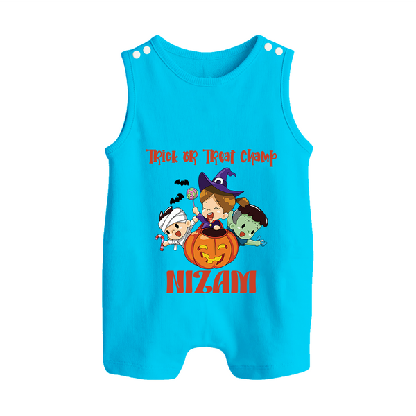 Trick or Treat Champ Romper Suit | Custom Baby Romper Suit for Little Halloween Stars - SKY BLUE - 0 - 5 Months Old (Chest 18")