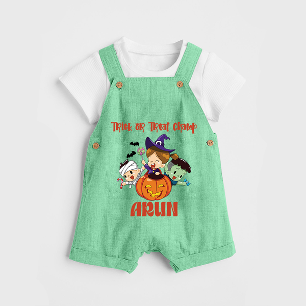 Trick Or Treat Camp Print Baby Dungaree  - GREEN - 0 - 5 Months Old (Chest 18")