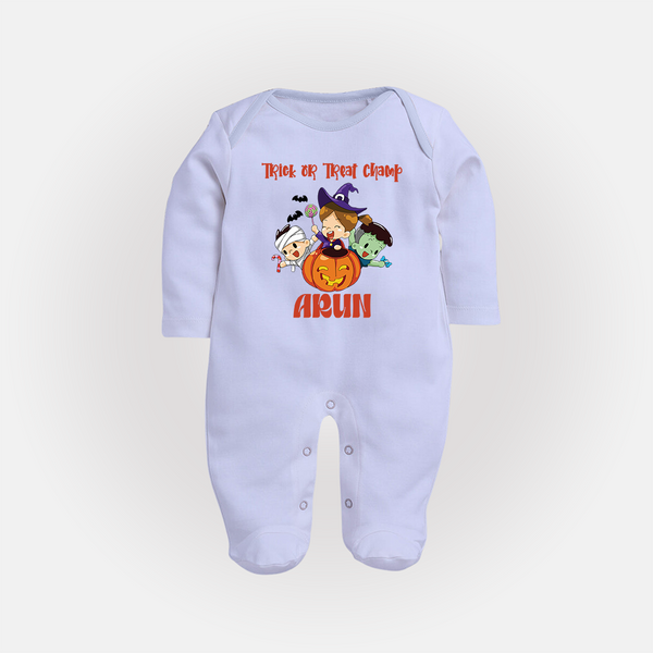 Trick Or Treat Camp Print Baby Full Body Suit  - BABY BLUE - New Born (Chest 7.5")